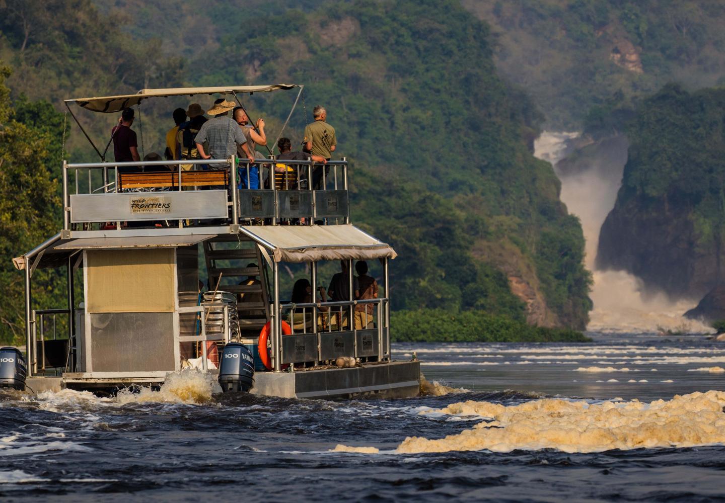 Boat cruise on Victoria Nile up stream to the Falls (Murchison Uganda)